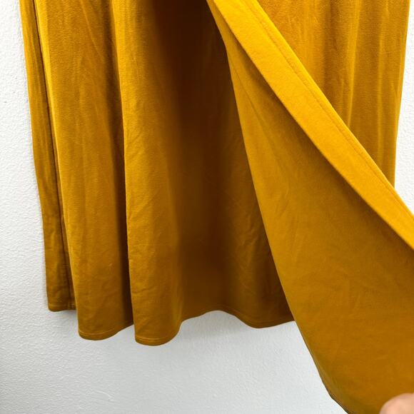 Garnet Hill Button Detail Knit Wrap Skirt Yellow Small - Picture 3 of 9